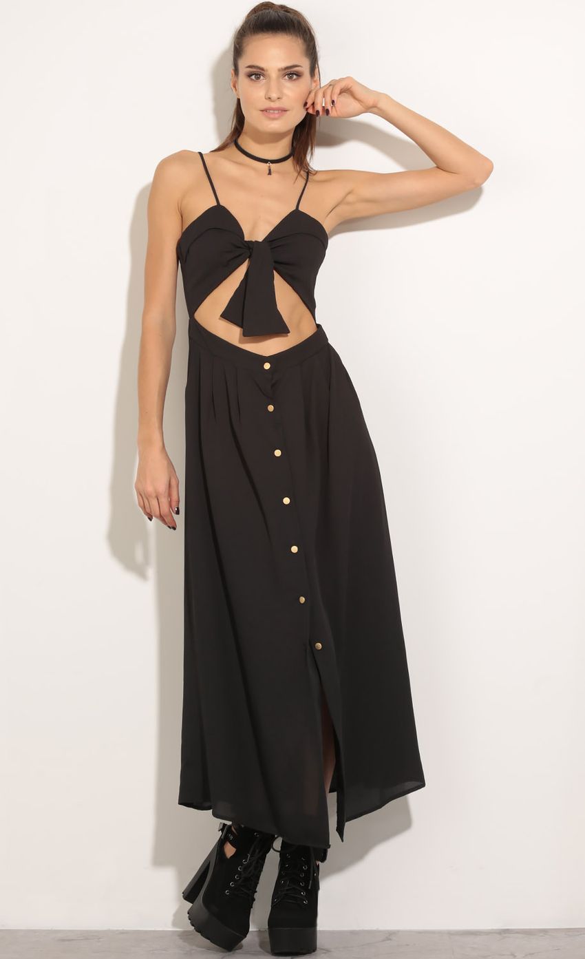 Picture Peek-A-Boo Button Up Maxi Dress In Black. Source: https://media-img.lucyinthesky.com/data/Apr16_1/850xAUTO/0Y5A2379.JPG