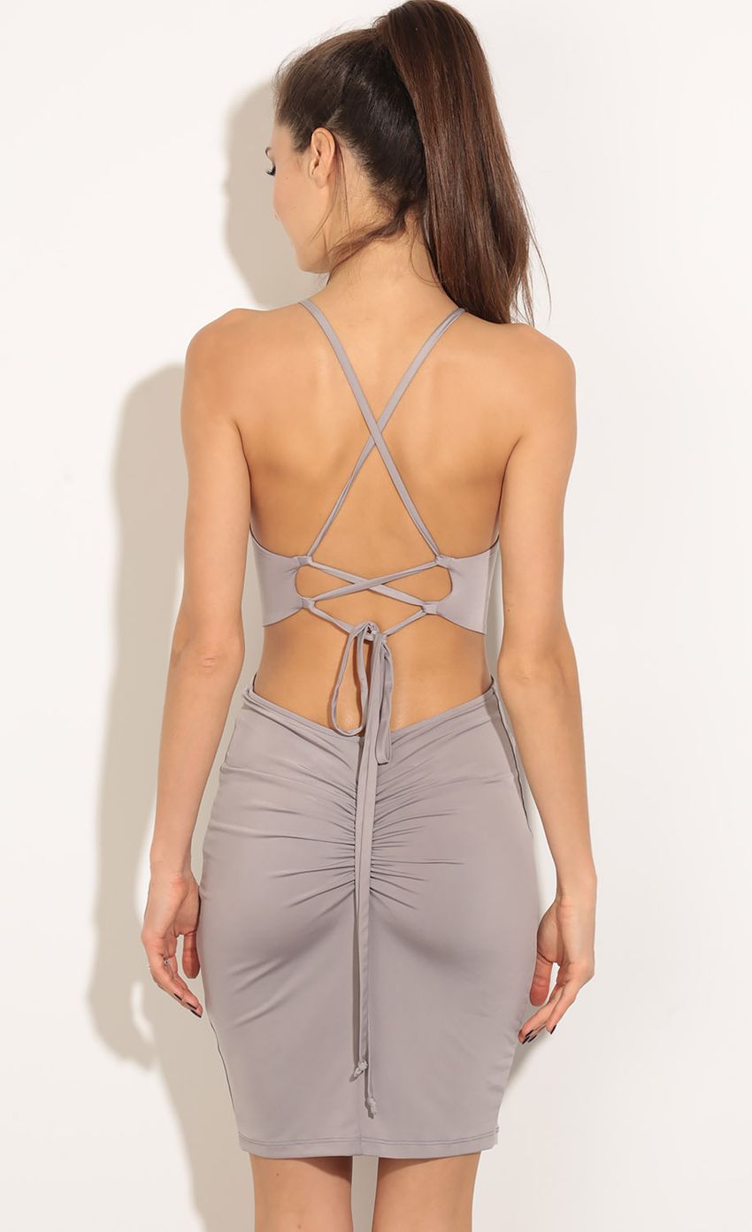Picture Tie-Up Open Back Bodycon Dress In Grey. Source: https://media-img.lucyinthesky.com/data/Apr16_1/850xAUTO/0Y5A3125.JPG