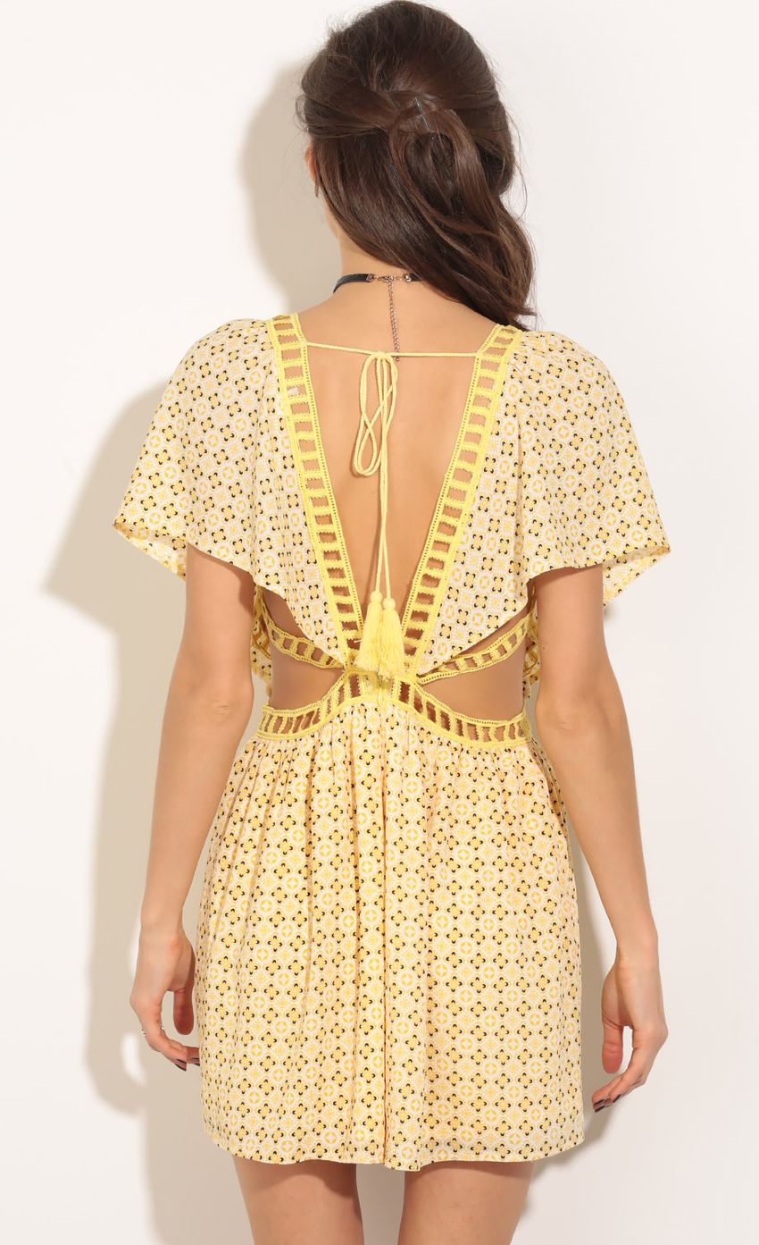 Picture Printed Butterfly Sleeve Romper In Yellow. Source: https://media-img.lucyinthesky.com/data/Apr16_1/850xAUTO/0Y5A4473.JPG