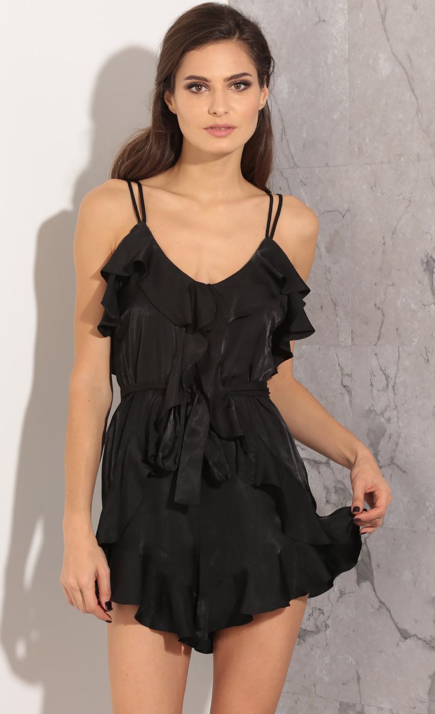 Picture Tiered Tie-Up Romper In Black. Source: https://media-img.lucyinthesky.com/data/Apr16_1/850xAUTO/0Y5A5076.JPG