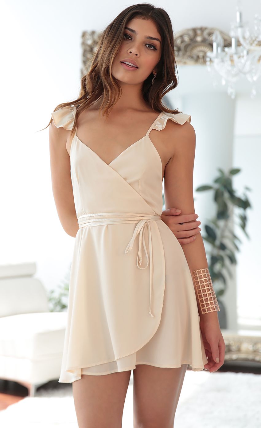 Picture Pria Satin Ruffle Dress In Beige. Source: https://media-img.lucyinthesky.com/data/Apr18_2/850xAUTO/0Y5A1238SS.JPG