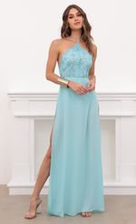Picture Halter Lace Dress in Aqua. Source: https://media-img.lucyinthesky.com/data/Apr21_1/150xAUTO/1V9A3222.JPG