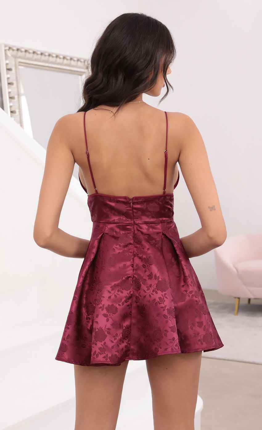 Picture Pleated Jacquard Dress in Burgundy. Source: https://media-img.lucyinthesky.com/data/Apr21_1/850xAUTO/1V9A0534.JPG
