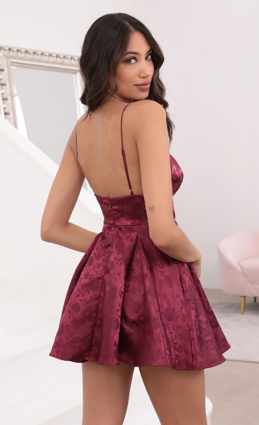 Picture Pleated Jacquard Dress in Burgundy. Source: https://media-img.lucyinthesky.com/data/Apr21_1/850xAUTO/1V9A0539.JPG