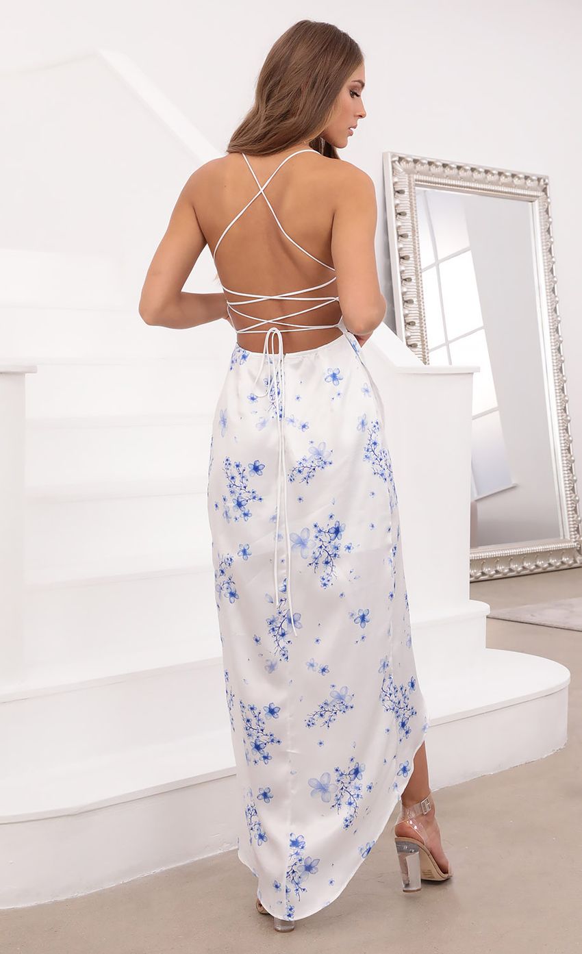 Picture Satin Maxi Dress in Floral Blue. Source: https://media-img.lucyinthesky.com/data/Apr21_1/850xAUTO/1V9A3501.JPG
