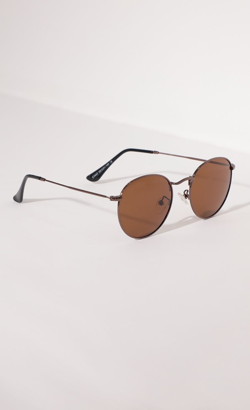 Picture Jessica Round Trim Sunglasses in Bronze And Brown. Source: https://media-img.lucyinthesky.com/data/Apr21_1/850xAUTO/AT2A0966.JPG