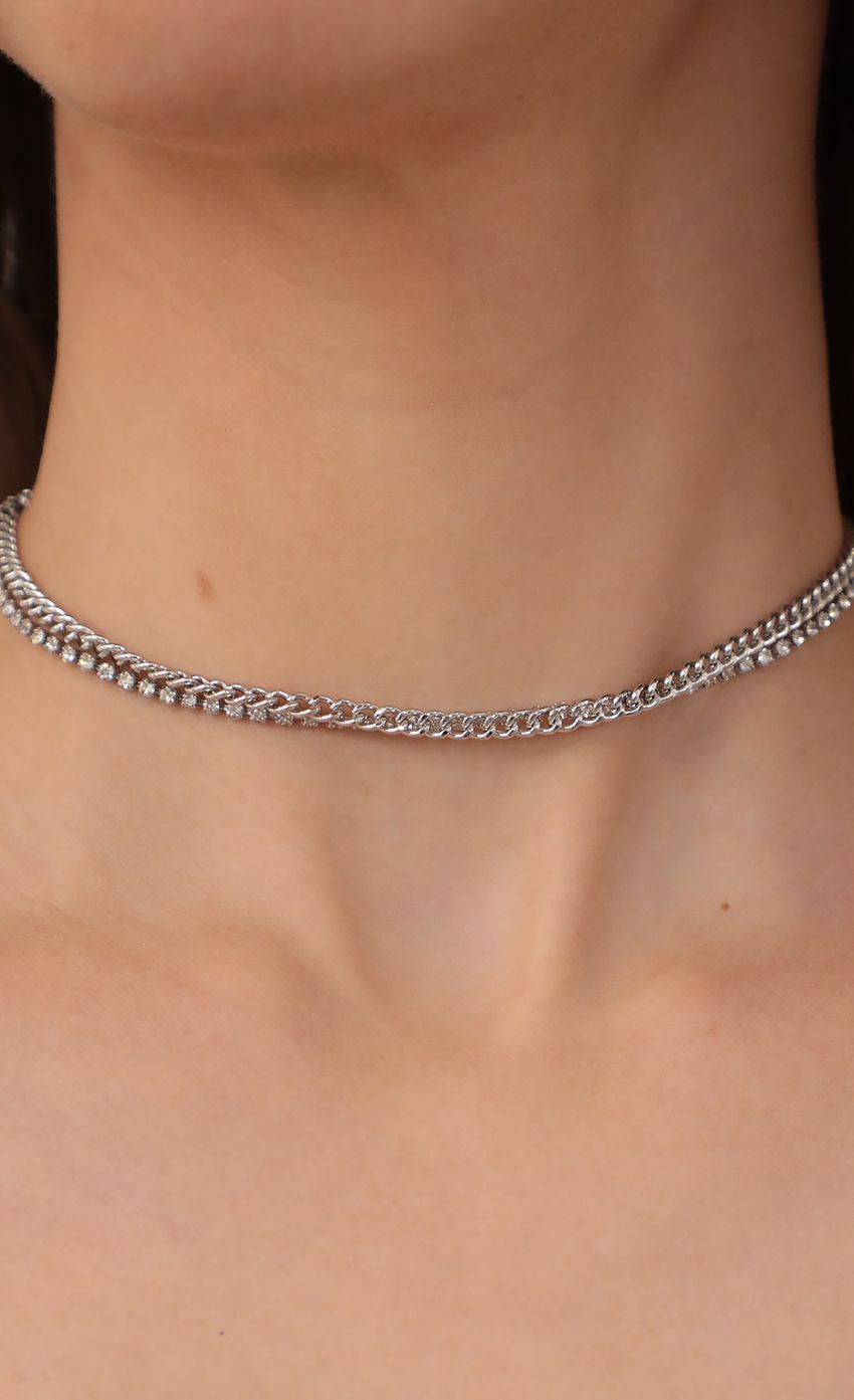 Picture Mini Tennis and Cuban Link Choker Necklace. Source: https://media-img.lucyinthesky.com/data/Apr21_1/850xAUTO/AT2A9578.JPG