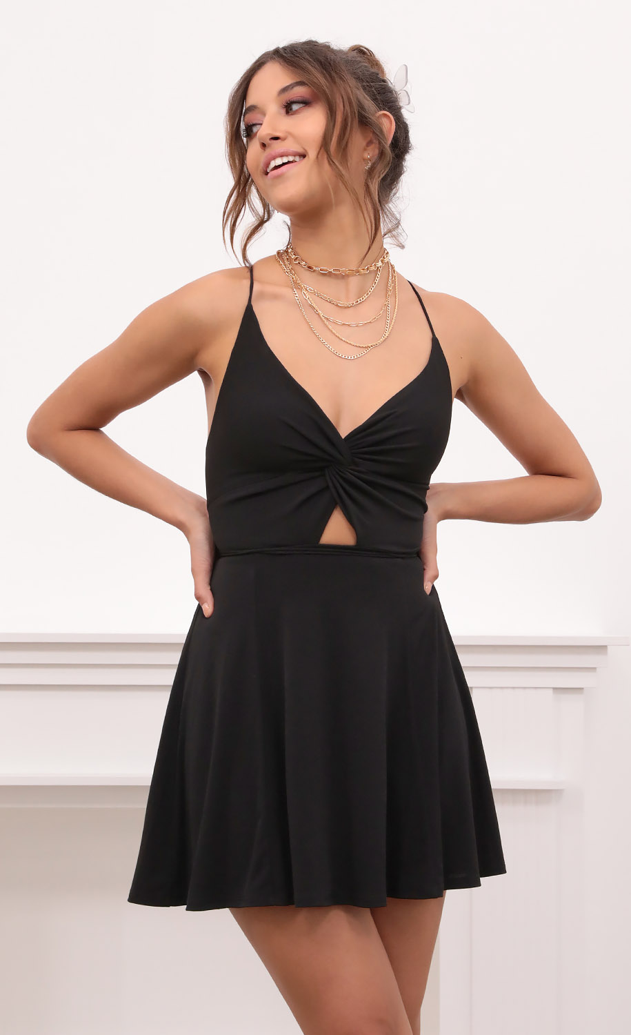 Front Twist Dress in Black