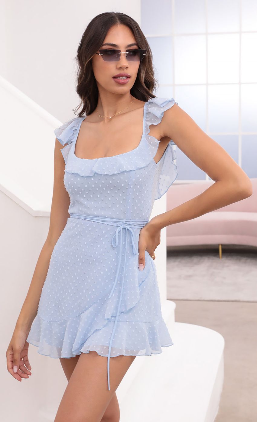 Picture Wrap Dotted Chiffon Dress in Light Blue. Source: https://media-img.lucyinthesky.com/data/Apr21_2/850xAUTO/1V9A0994.JPG