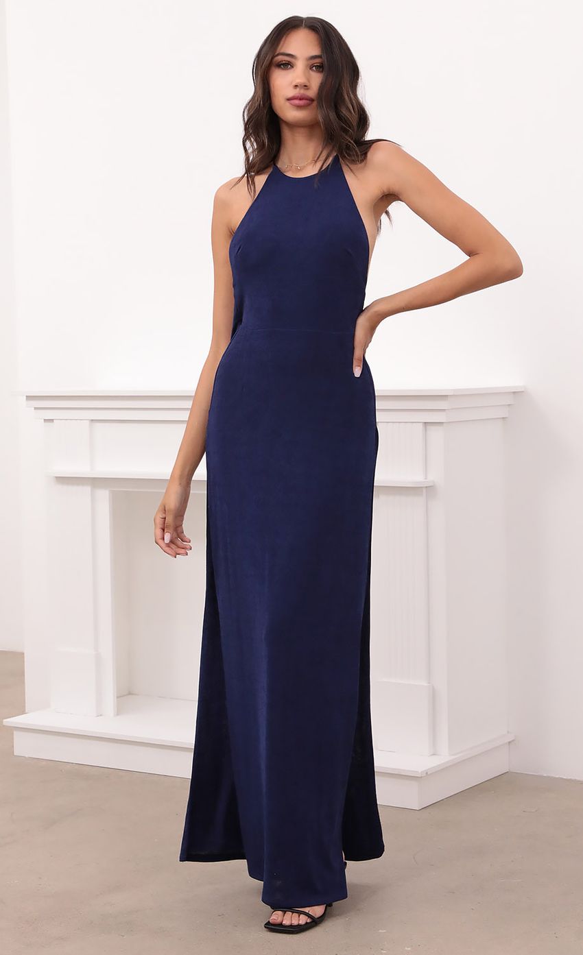 Picture Maxi Drape Back Dress in Navy. Source: https://media-img.lucyinthesky.com/data/Apr21_2/850xAUTO/1V9A7702.JPG