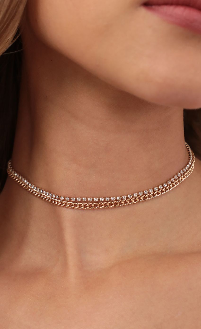 Picture Mini Tennis and Cuban Link Gold  Choker Necklace. Source: https://media-img.lucyinthesky.com/data/Apr21_2/850xAUTO/AT2A9375.JPG