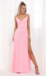 Picture Metallic Maxi Dress in Pink Shimmer. Source: https://media-img.lucyinthesky.com/data/Apr22_1/150xAUTO/1V9A2817.JPG