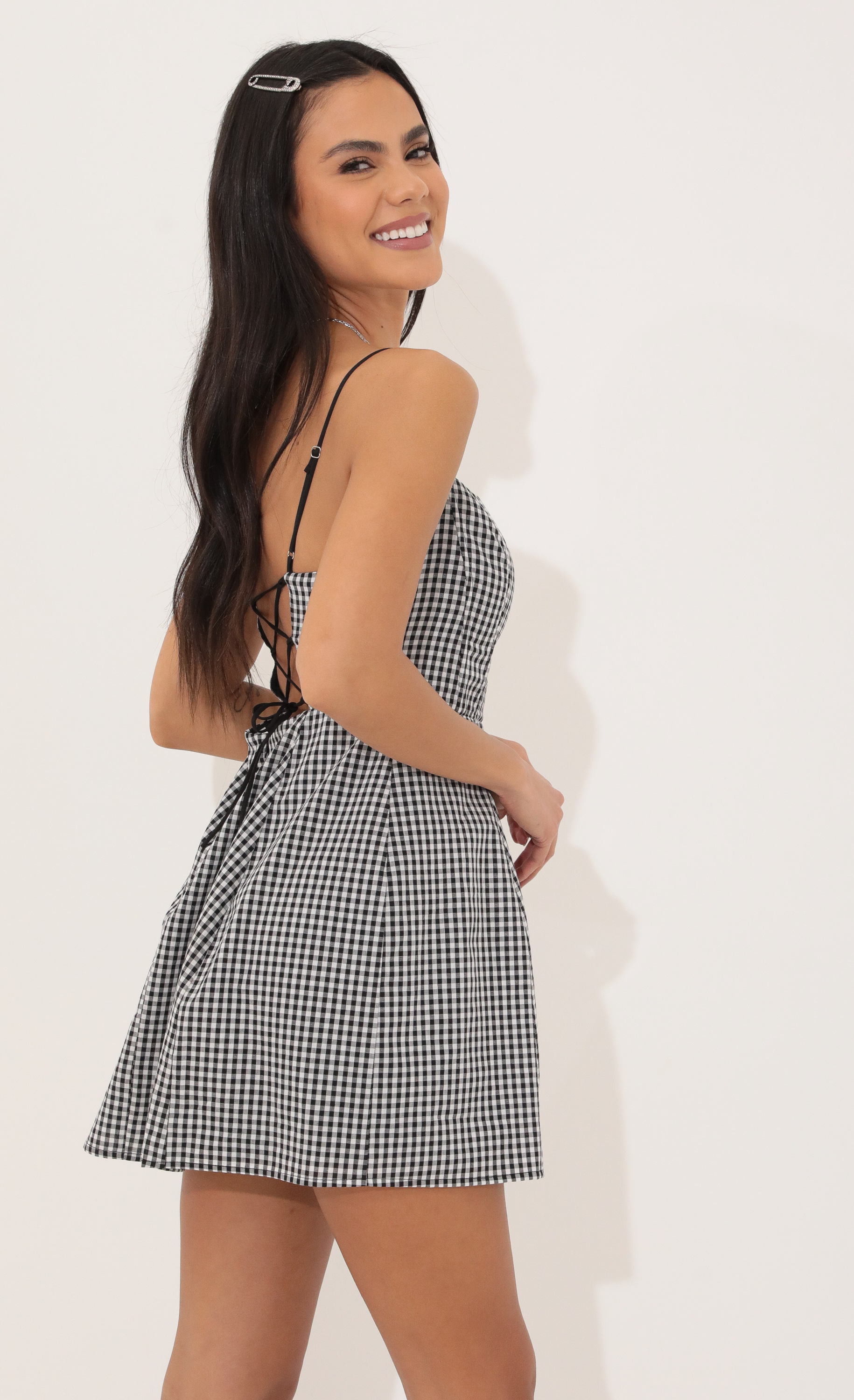 A-line dress in Black and White Checkered | LUCY IN THE SKY