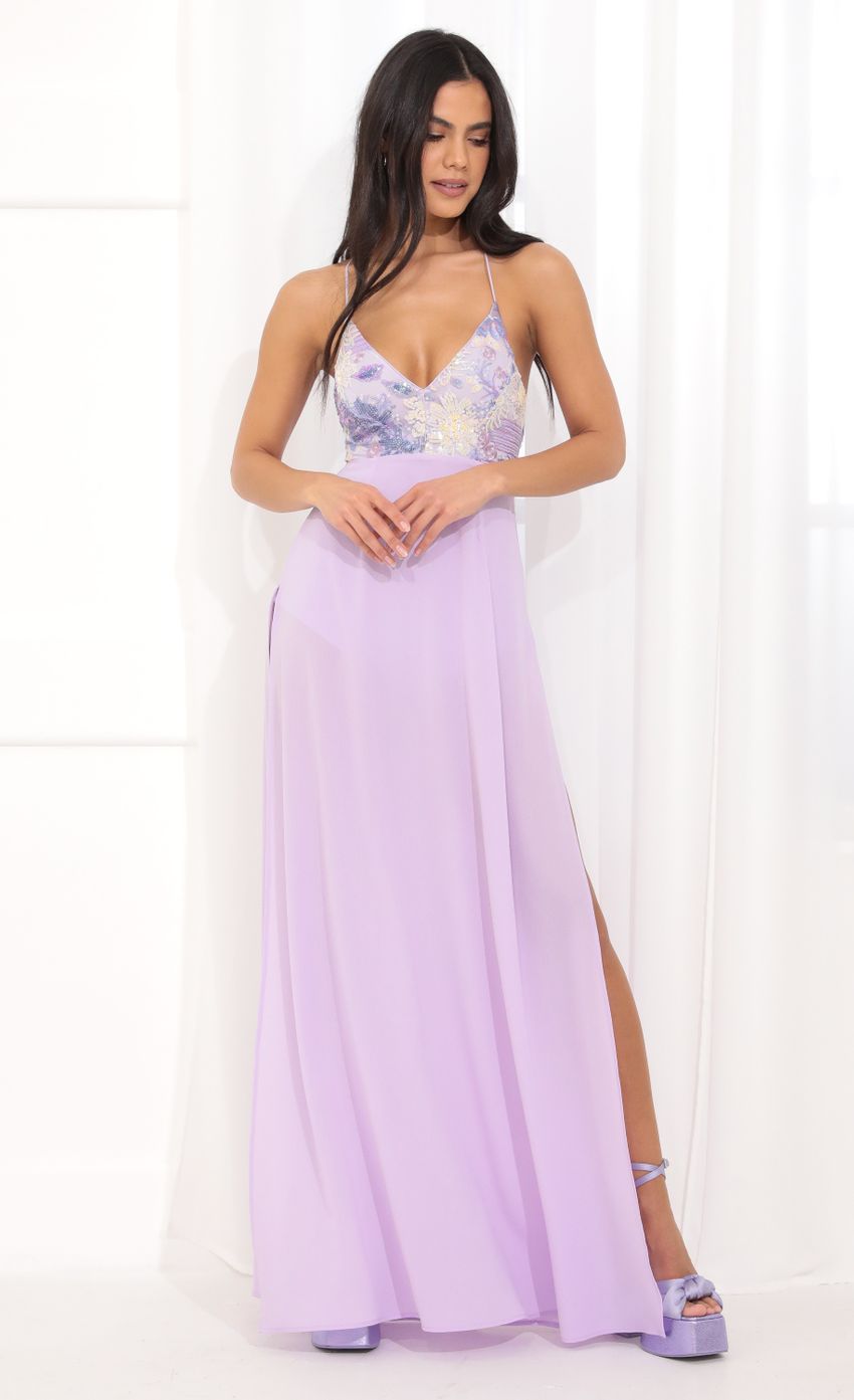 Picture Nylah Side Slit Maxi in Purple. Source: https://media-img.lucyinthesky.com/data/Apr22_1/850xAUTO/1V9A2371.JPG