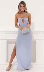 Picture Halter Maxi Dress in White Shimmer. Source: https://media-img.lucyinthesky.com/data/Apr22_2/150xAUTO/1V9A4664.JPG