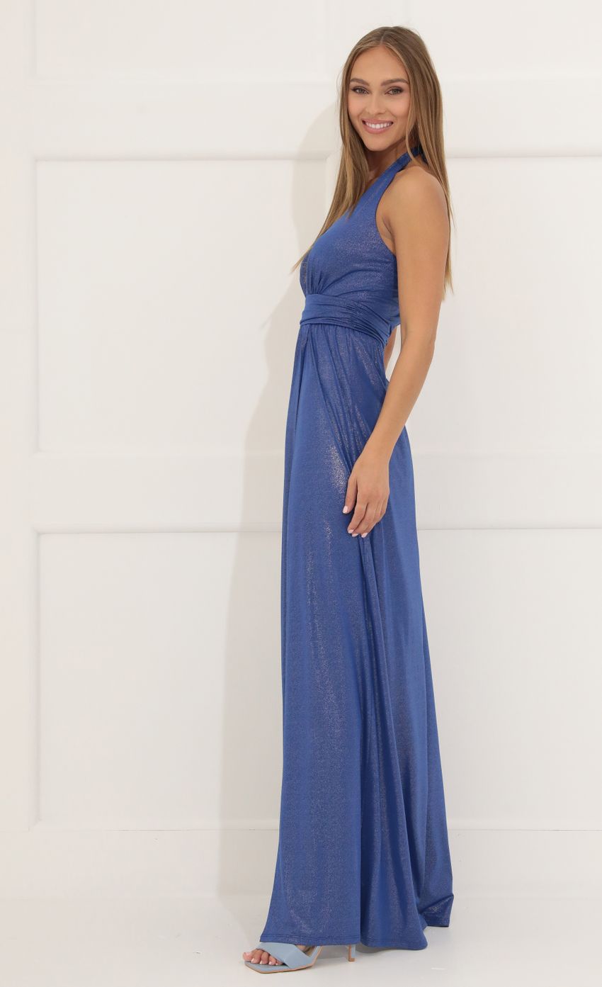Picture Shimmer Maxi Dress in Blue. Source: https://media-img.lucyinthesky.com/data/Apr22_2/850xAUTO/1V9A2257.JPG
