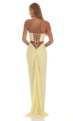 Picture Corset Strapless Dress in Yellow. Source: https://media-img.lucyinthesky.com/data/Apr23/150xAUTO/bc169c63-ac68-475c-8c66-db3df9c445b5.jpg