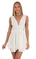 Picture Plunge A-Line Dress in White. Source: https://media-img.lucyinthesky.com/data/Apr23/150xAUTO/c2a7f650-a9c2-4a09-bd4f-bb6bc0f1b2eb.jpg