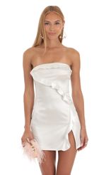 Picture Strapless Satin Dress in White. Source: https://media-img.lucyinthesky.com/data/Apr23/150xAUTO/e89075c1-0795-4d01-9320-c2e034478a66.jpg