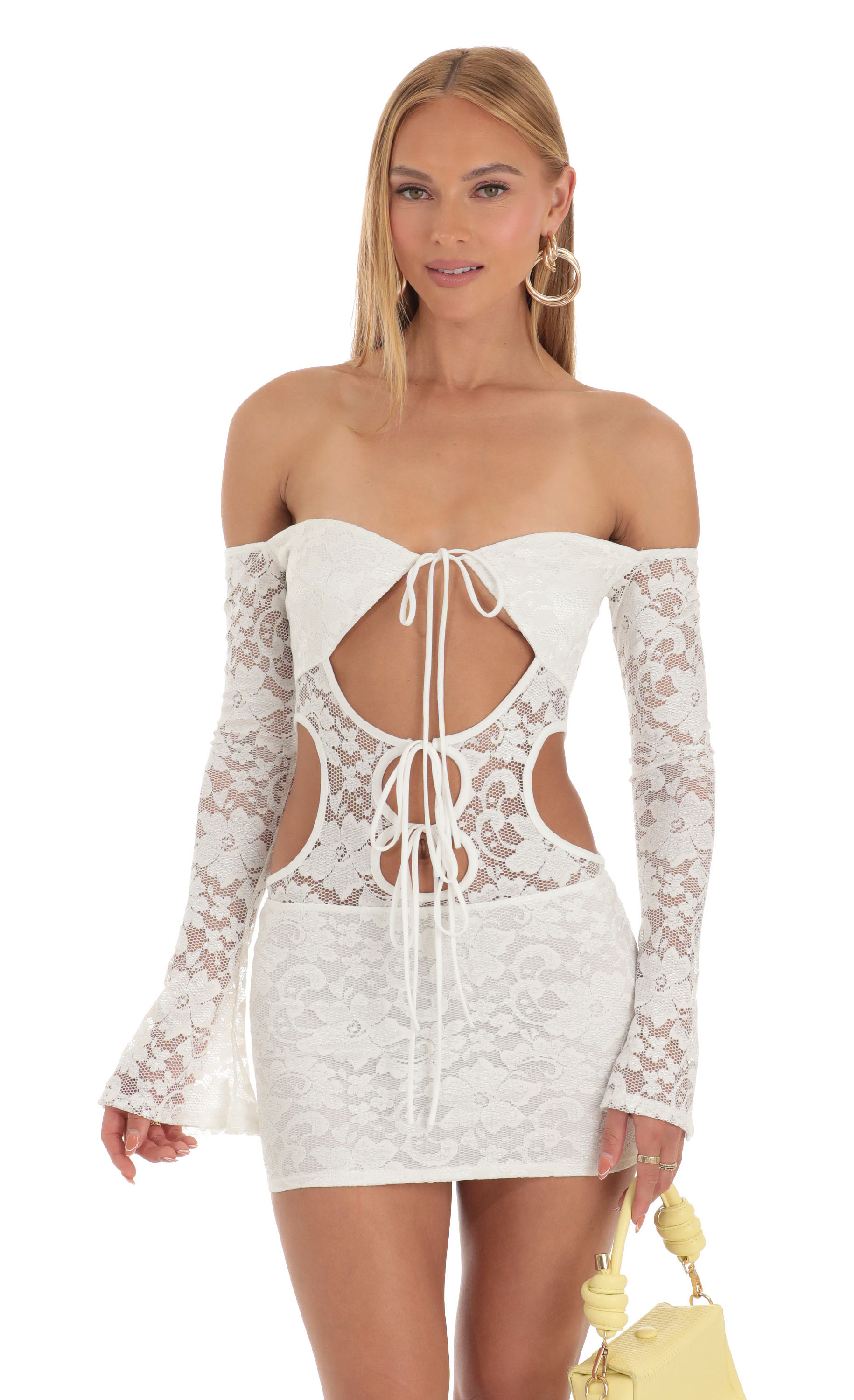 Lace Cutout Dress In White