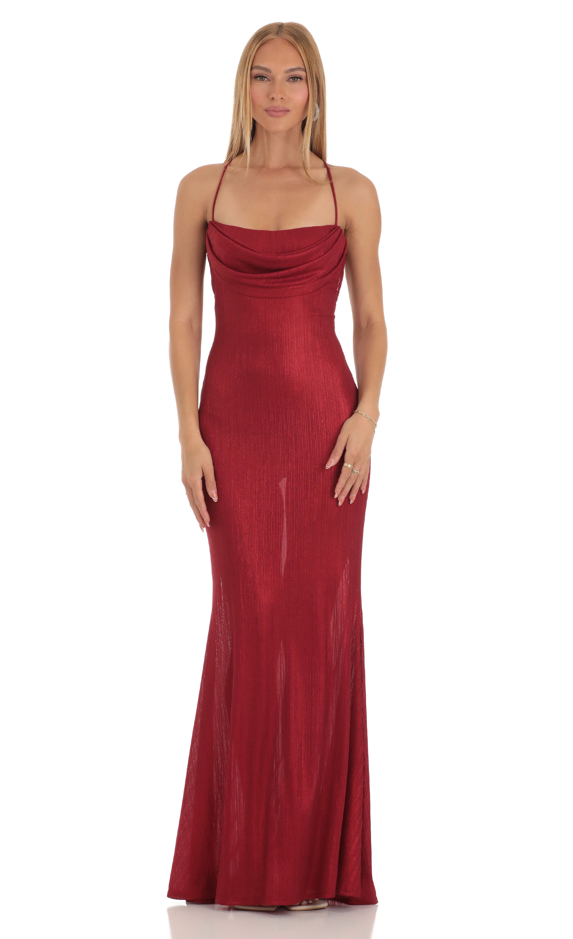 Open Back Maxi Dress in Red