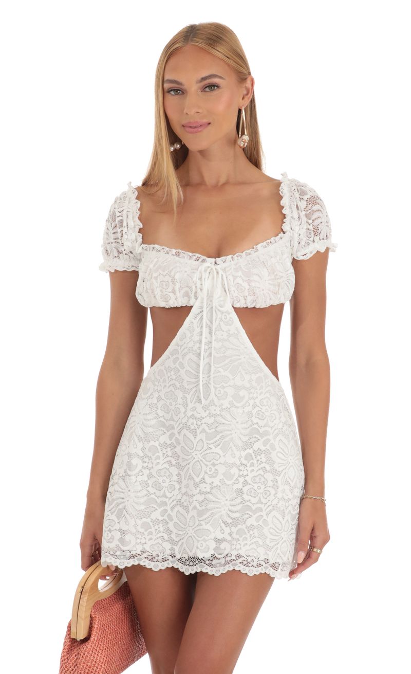 Shadi Lace Cutout Dress in White