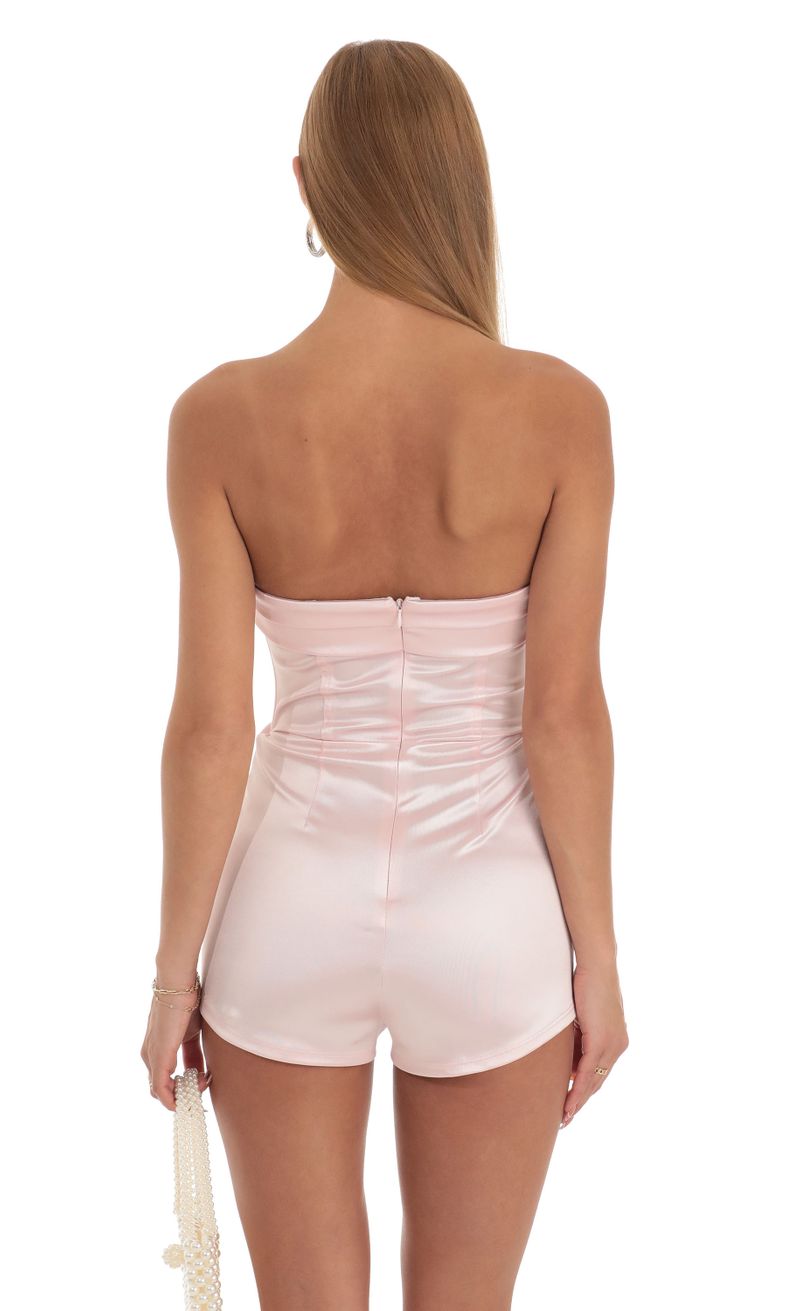 Pink Satin Strapless Bodysuit