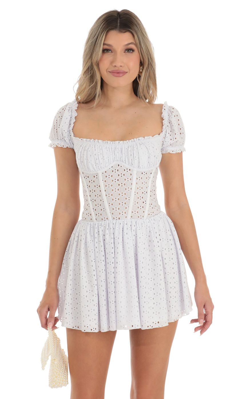 Picture Corset Puff Sleeve Dress in White. Source: https://media-img.lucyinthesky.com/data/Apr23/850xAUTO/0e53abf7-e98a-4f66-b543-cc60203f83de.jpg