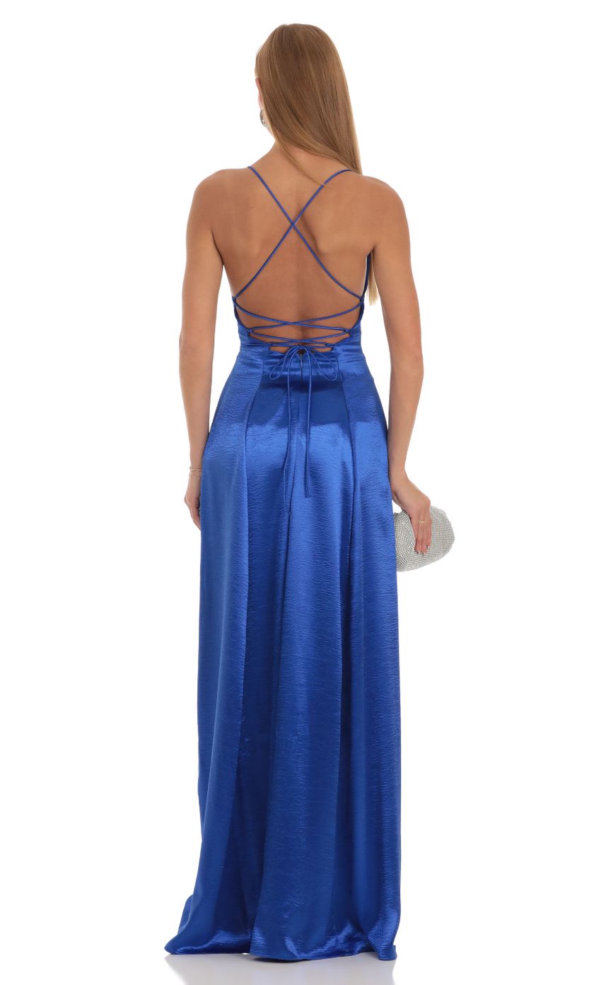 Picture Satin Slit Maxi Dress in Blue. Source: https://media-img.lucyinthesky.com/data/Apr23/850xAUTO/13347641-63d4-4dc8-ac15-929e1df213d9.jpg