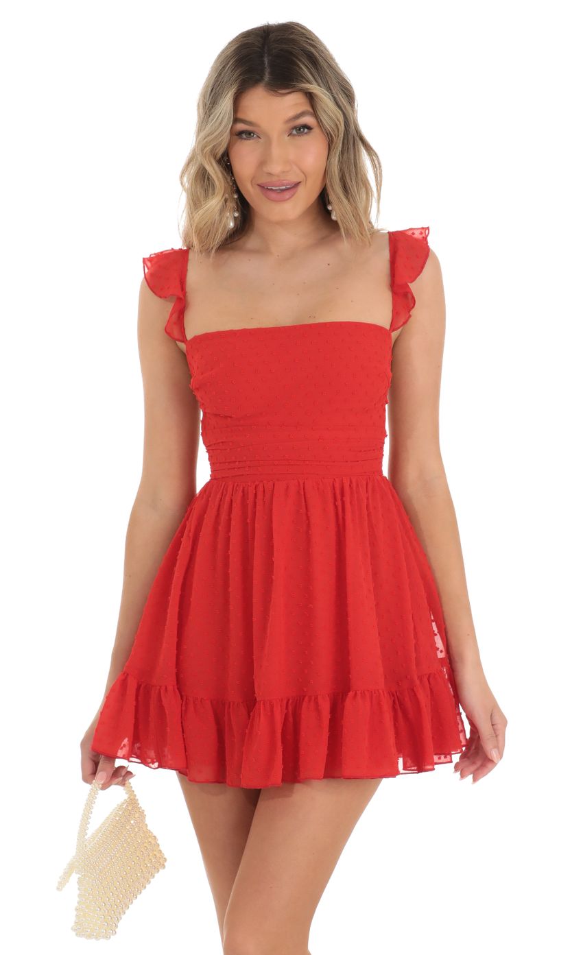 Picture Dotted Chiffon Fit and Flare Dress in Red. Source: https://media-img.lucyinthesky.com/data/Apr23/850xAUTO/186dc440-1f06-4628-9848-2ce5979087d5.jpg