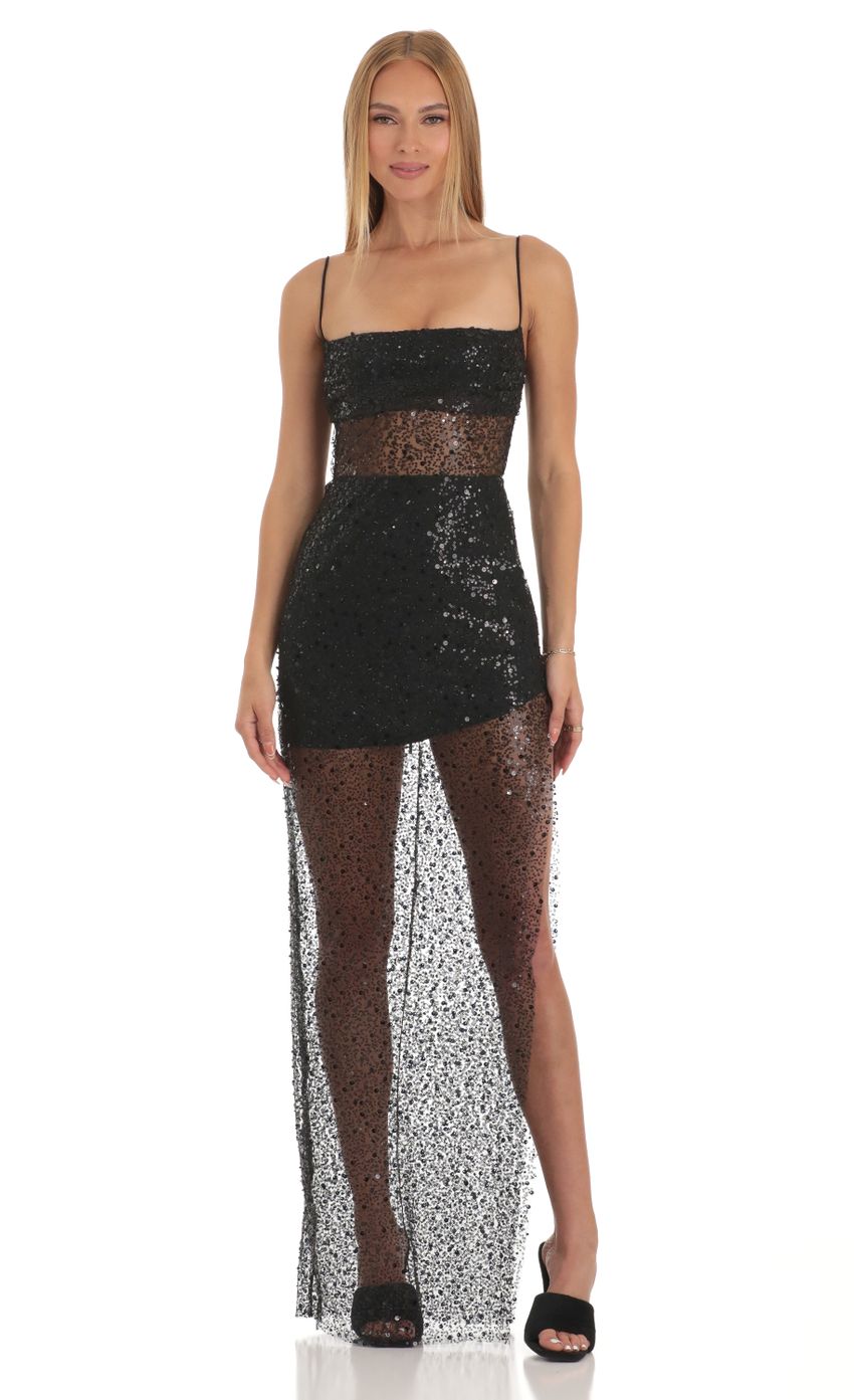 Picture Sequin Maxi Dress in Black. Source: https://media-img.lucyinthesky.com/data/Apr23/850xAUTO/5afb95e5-640a-40d5-a1bf-e36ddd641af4.jpg