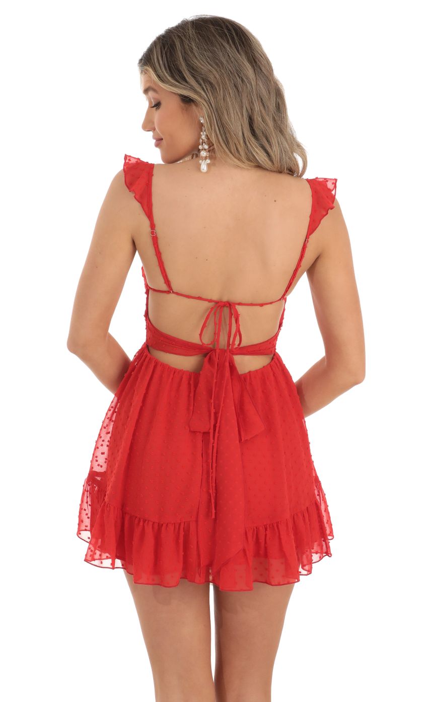 Picture Dotted Chiffon Fit and Flare Dress in Red. Source: https://media-img.lucyinthesky.com/data/Apr23/850xAUTO/637e94f0-50f1-4e22-ad58-2ceec512352b.jpg