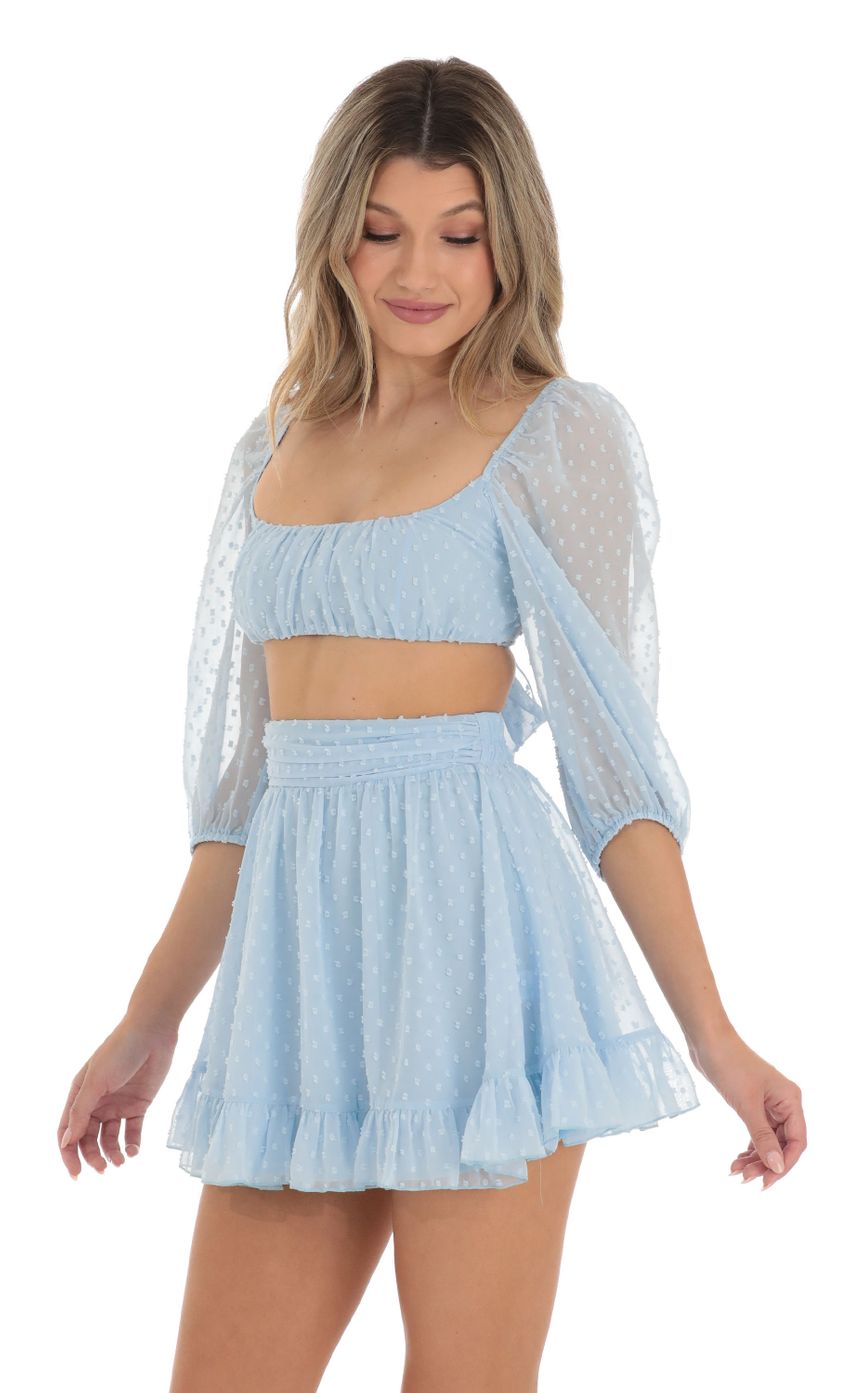Picture Dotted Two Piece Skirt Set in Blue. Source: https://media-img.lucyinthesky.com/data/Apr23/850xAUTO/6653d21b-1834-4521-a145-24256fae9a34.jpg