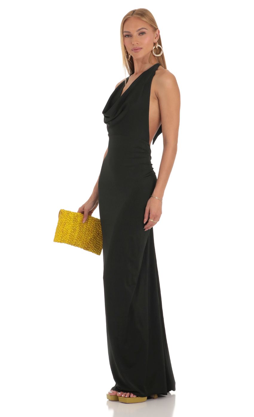 Picture Gathered Back Halter BodyCon Maxi Dress in Black. Source: https://media-img.lucyinthesky.com/data/Apr23/850xAUTO/6d2b0753-174e-4d1a-a094-5d0c711806b4.jpg