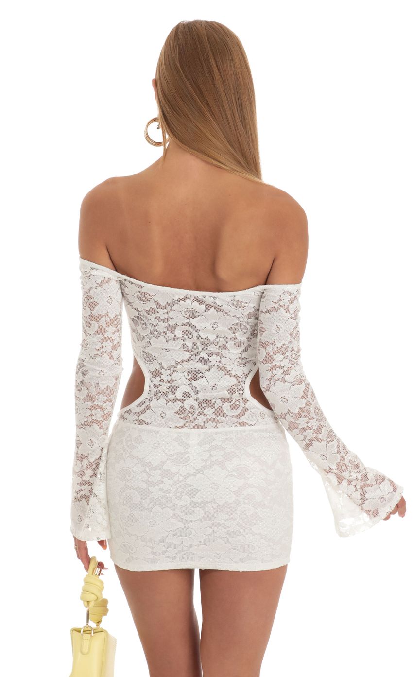Picture Lace Cutout Dress in White. Source: https://media-img.lucyinthesky.com/data/Apr23/850xAUTO/6e13ad6a-f0b2-4853-ad9d-449c0f807958.jpg