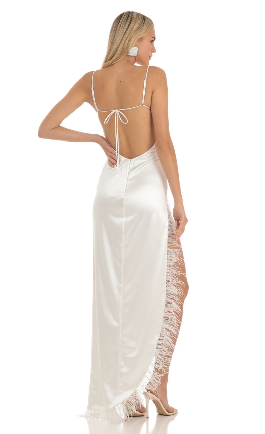 Picture Feathered Maxi Dress in White. Source: https://media-img.lucyinthesky.com/data/Apr23/850xAUTO/7d742b43-2e05-45b4-803c-6d35ea7c0d3a.jpg