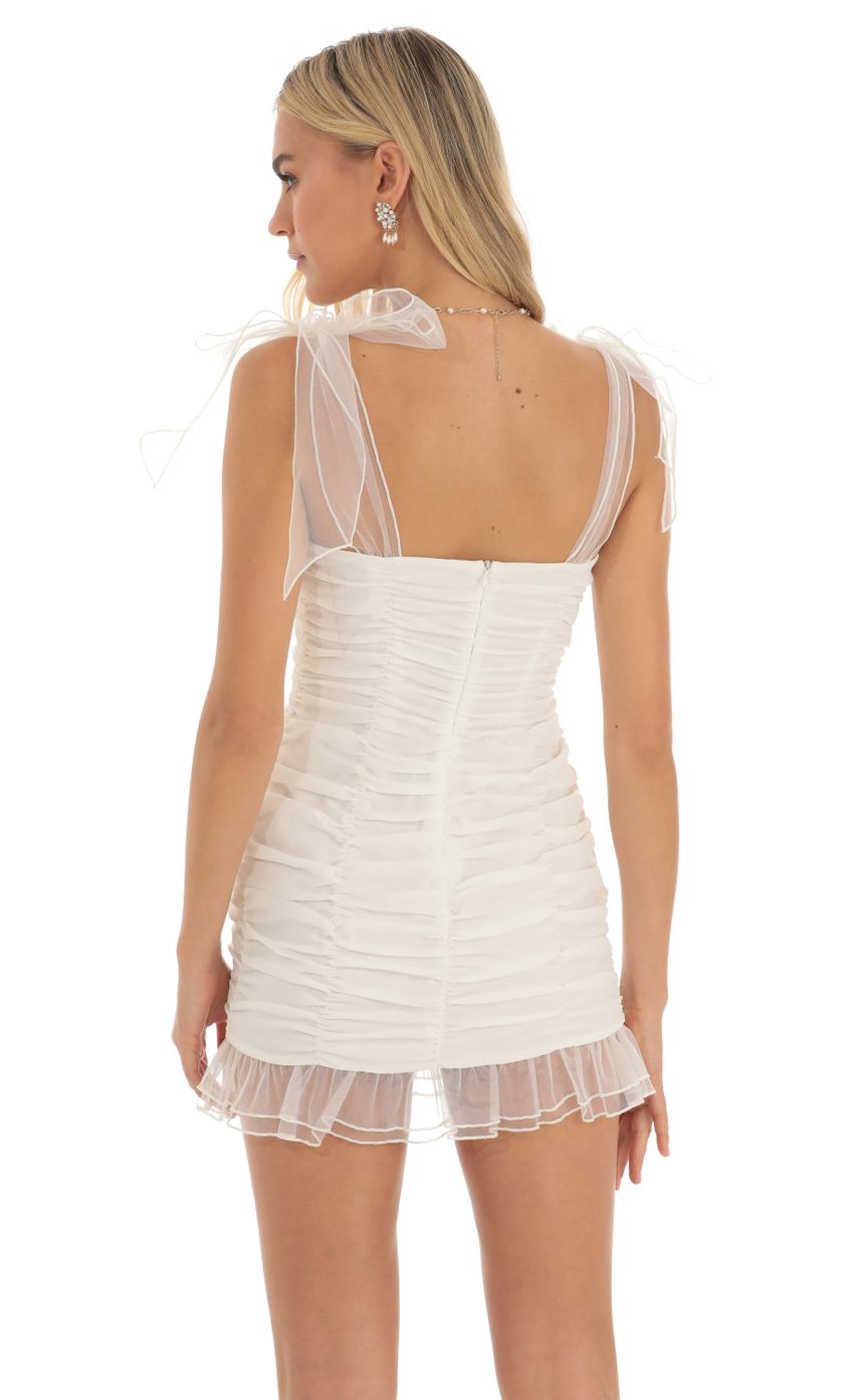 Picture Ruched Dress in White. Source: https://media-img.lucyinthesky.com/data/Apr23/850xAUTO/b06125ed-ccf8-4792-ac4f-40d0bc61b7ab.jpg
