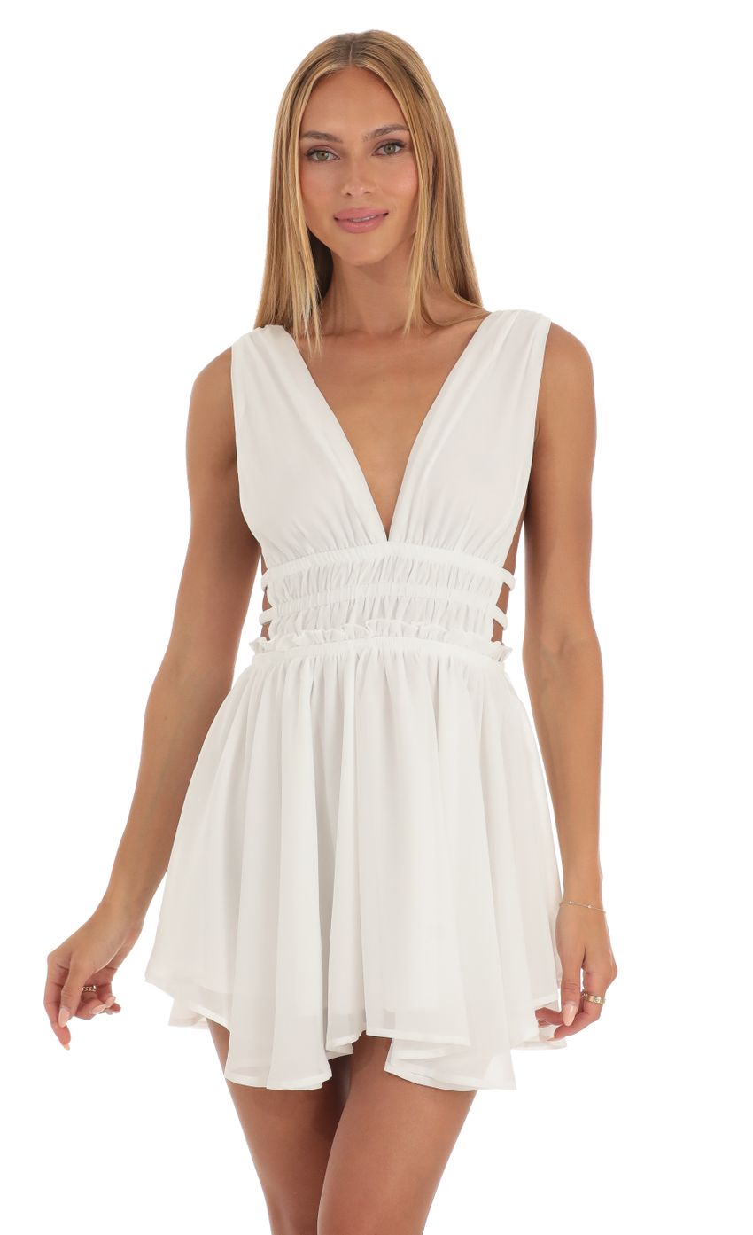 Picture Plunge A-Line Dress in White. Source: https://media-img.lucyinthesky.com/data/Apr23/850xAUTO/c2a7f650-a9c2-4a09-bd4f-bb6bc0f1b2eb.jpg