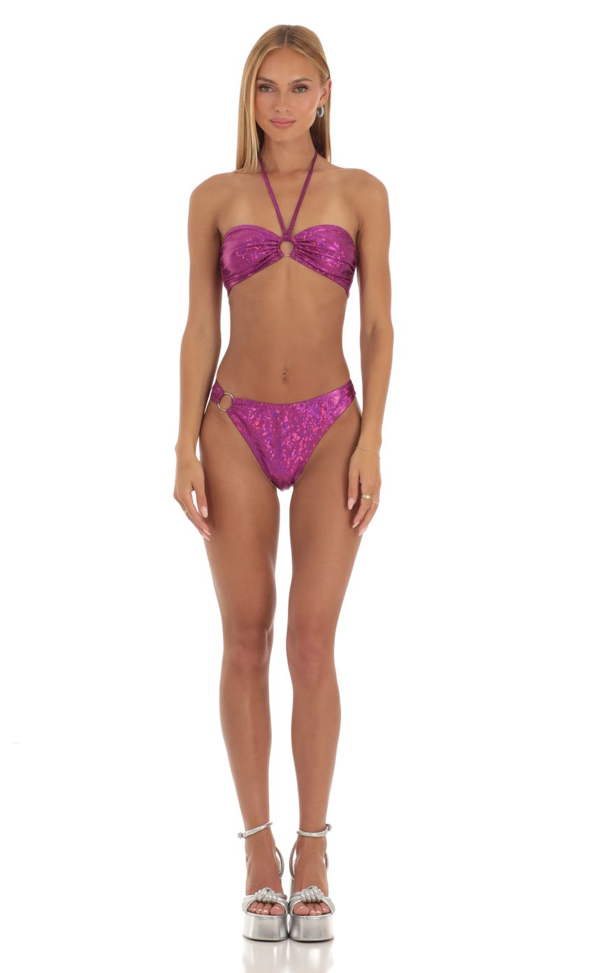 Picture Carmella Holographic Halter Bikini Set in Magenta. Source: https://media-img.lucyinthesky.com/data/Apr23/850xAUTO/cb2589ab-d715-469f-9f47-76a4d2f3d7ec.jpg