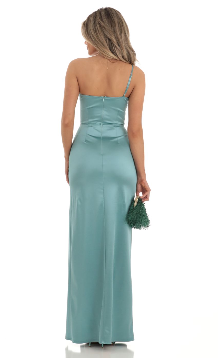 Picture Satin One Shoulder Maxi in Teal. Source: https://media-img.lucyinthesky.com/data/Apr23/850xAUTO/cb298e13-f5c1-43b0-a386-6a378cda9fe4.jpg