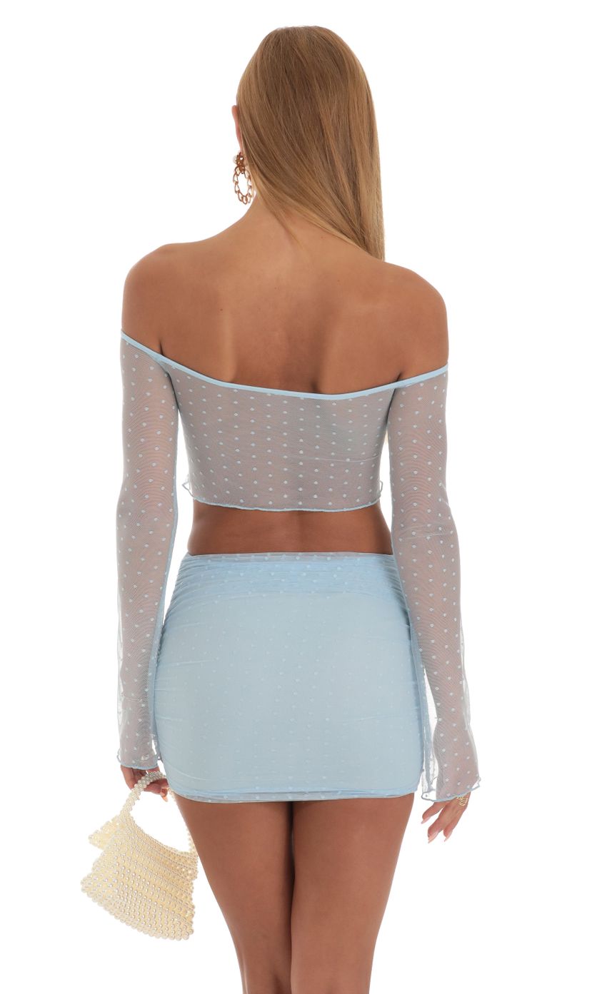 Picture Dotted Mesh Two Piece Skirt Set in Blue. Source: https://media-img.lucyinthesky.com/data/Apr23/850xAUTO/d6dbd824-44d0-46ff-8880-7462ad1c7869.jpg