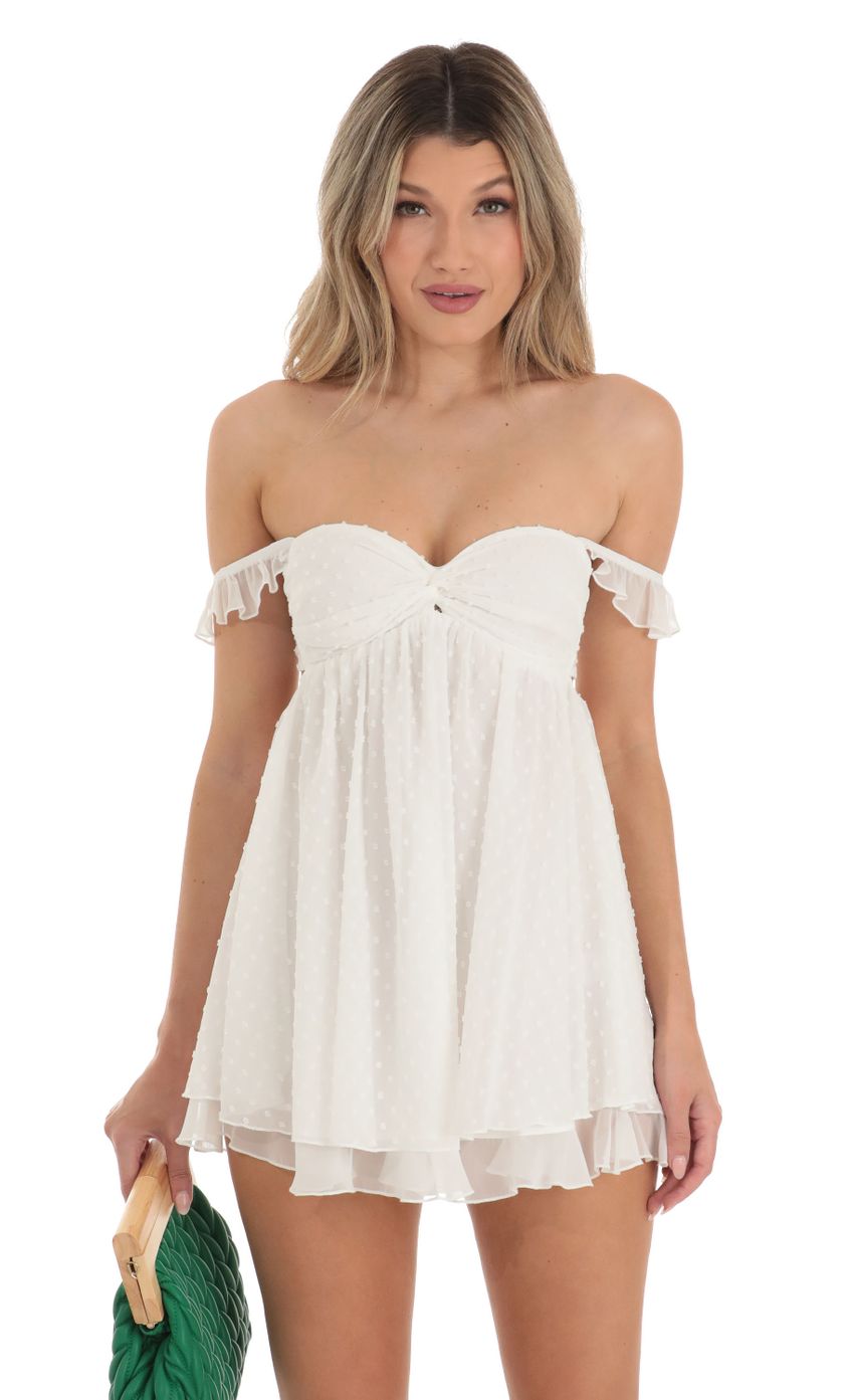 Picture Saanvi Off Shoulder Babydoll Dress in White. Source: https://media-img.lucyinthesky.com/data/Apr23/850xAUTO/da85c260-5b51-48fd-bb7b-f1cec23992ec.jpg