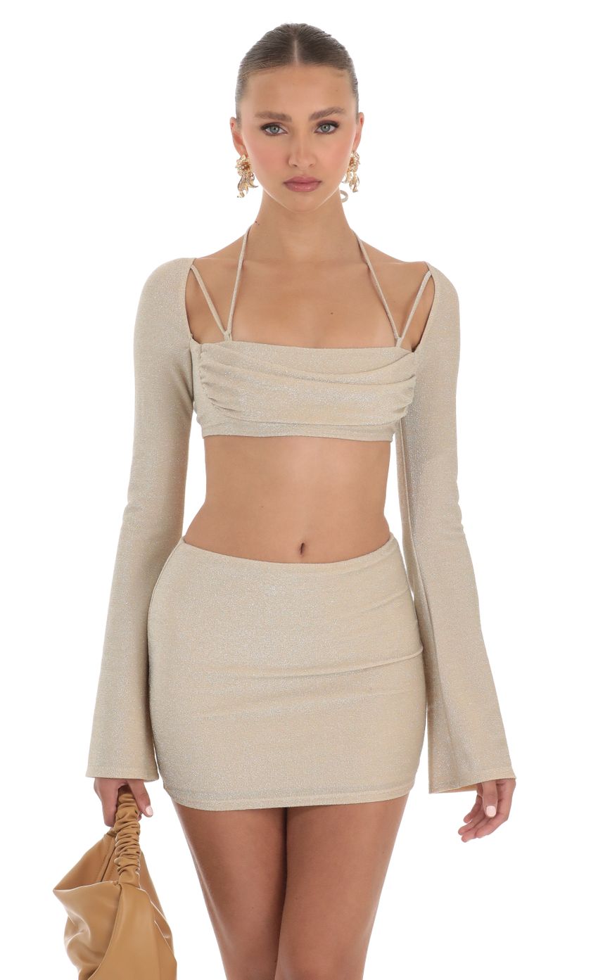 Picture Shimmer Two Piece Skirt Set in Beige. Source: https://media-img.lucyinthesky.com/data/Apr23/850xAUTO/e94a7809-2f88-4d70-bcc5-c8c5e4a467f7.jpg