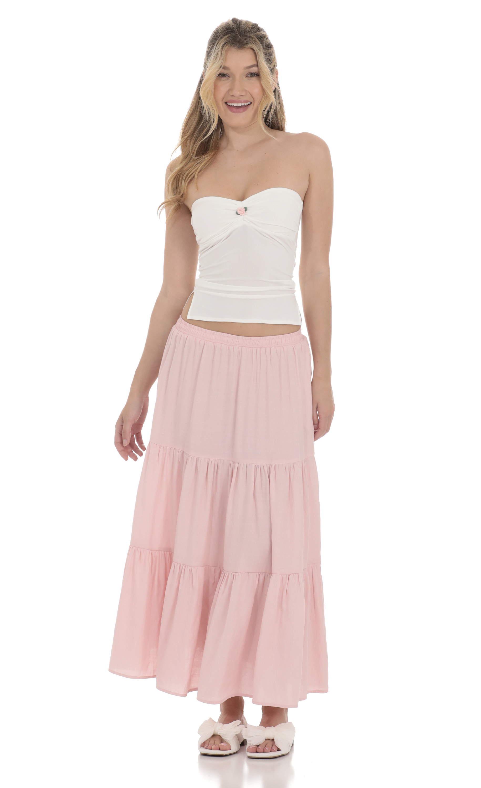 Flowy Maxi Skirt in Pink