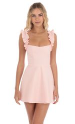 Picture Ruffle Strap A-line Dress in Pink. Source: https://media-img.lucyinthesky.com/data/Apr24/150xAUTO/3a153da3-9424-429b-9e5d-26eb6c34eae0.jpg