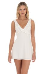 Product image for Ruffle V-Neck Dress in White