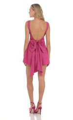 Picture High Neck Back Bow Dress in Magenta. Source: https://media-img.lucyinthesky.com/data/Apr24/150xAUTO/659171ce-a28f-4190-aeac-f0aed998bb90.jpg