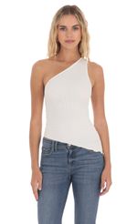 Picture One Shoulder Stretch Top in White. Source: https://media-img.lucyinthesky.com/data/Apr24/150xAUTO/6e720f6d-9e94-41aa-8889-ed2b6b05a08d.jpg