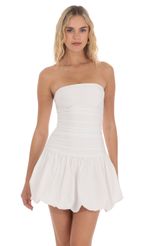 Picture Strapless Bubble Dress in White. Source: https://media-img.lucyinthesky.com/data/Apr24/150xAUTO/6fd9aef5-55a2-43c1-b6ae-47c36e701b49.jpg