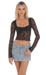 Picture Long Sleeve Lace Top in Black. Source: https://media-img.lucyinthesky.com/data/Apr24/150xAUTO/70866680-c8f9-4a76-8985-845e1ddceac4.jpg